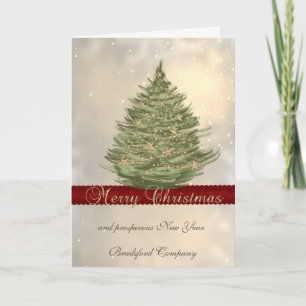 Elegant Gold Christmas Tree,Stars,Corporate Holiday Card