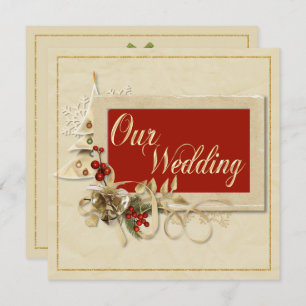 Elegant Gold Christmas Wedding Invitation