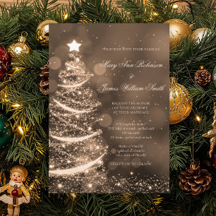 Elegant Gold Christmas Wedding Invitation