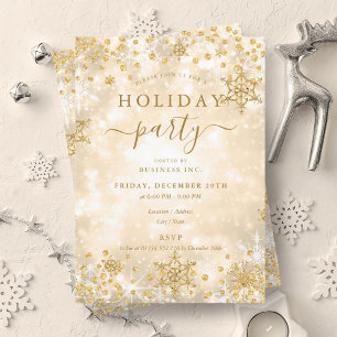 Elegant Gold Christmas Winter Company Holiday Invitation