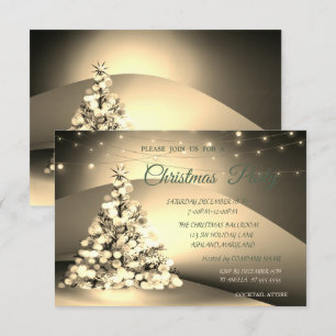Elegant Gold ChristmasTree Company Christmas Party Invitation