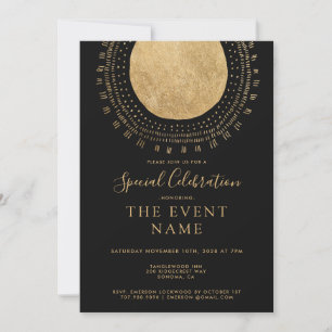 Elegant Gold Circle Black Chic Invitation