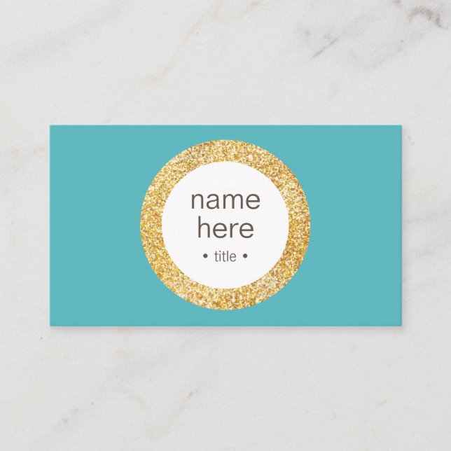 Elegant Gold Circle Glitter Business Card (Front)