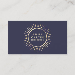 Elegant Gold Circle Navy Professional Designer Business Card