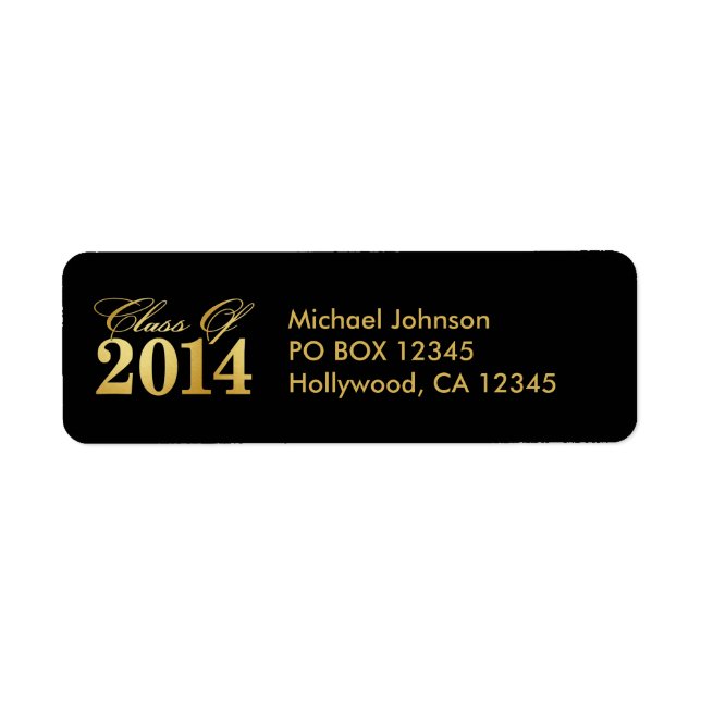 Elegant "Gold" Class of 2014 Graduation Return Address Label (Front)