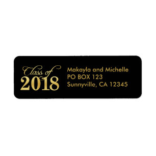 Elegant Gold Class of 2018 Graduation Return Address Label