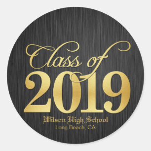 Elegant Gold Class of 2019 Graduation Classic Round Sticker