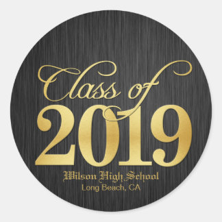 Elegant Gold Class of 2019 Graduation Classic Round Sticker