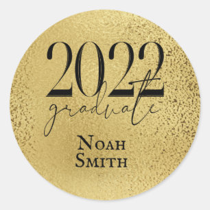 Elegant Gold Class of 2022 Graduation Classic Round Sticker