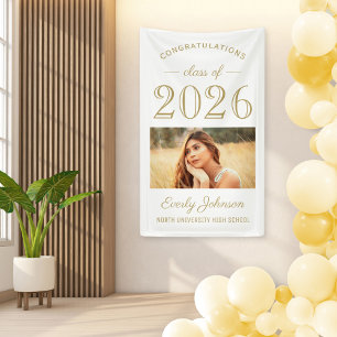 Elegant Gold Class of 2026 Photo Graduate Banner
