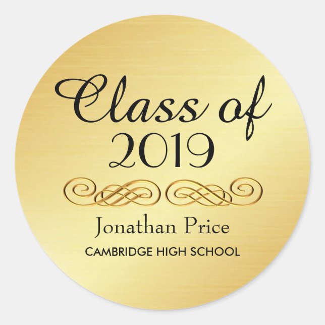 Elegant Gold Class of Graduation Envelope Seals (Front)