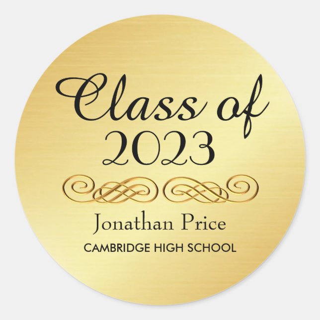 Elegant Gold Class of Graduation Envelope Seals (Front)