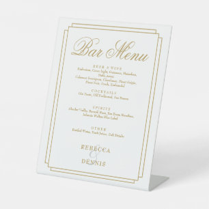 Elegant Gold Classic Art Deco Wedding Bar Menu Pedestal Sign