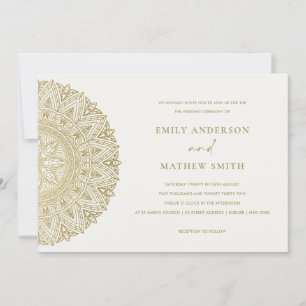 Elegant Gold Classic Ornate Mandala Wedding Invite