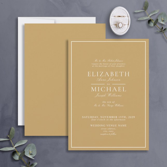 Elegant Gold Classic Script Wedding Invitation (Creator Uploaded)
