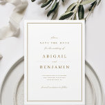 Elegant gold classy minimalist save the date<br><div class="desc">Elegant gold colour minimalist design,  simple and classy. Great save the date cards for modern classic wedding,  vintage wedding and formal wedding.
See all the matching pieces in the collection.</div>