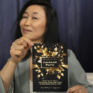 Elegant Gold Cocktail Birthday Party Invitation
