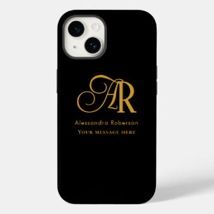 Elegant gold colour monogram & name Case-Mate iPhone 14 case