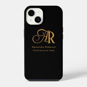 Elegant gold colour monogram & name iPhone 14 case