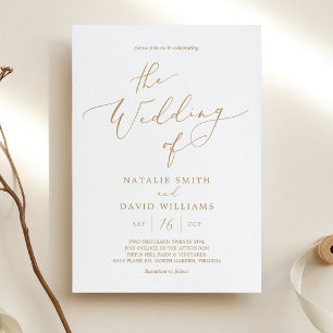 Elegant Gold Colour Script Wedding Invitation