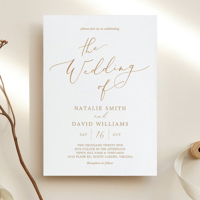 Elegant Gold Colour Script Wedding Invitation (Creator Uploaded)