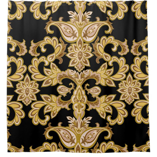Elegant Gold Coloured Bathroom Shower Curtains (Front)