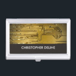 Elegant Gold Computer Circuit Board HighTech Business Card Holder<br><div class="desc">Business cards holder with a professional studio photo of a computer circuit board. You can match it with business cards.</div>