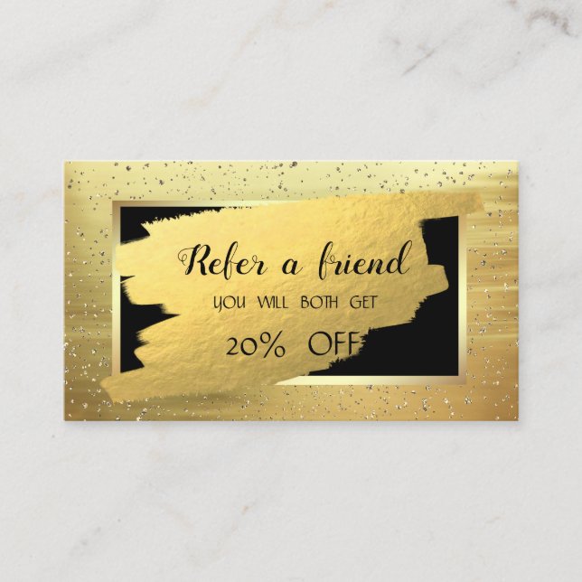 Elegant Gold, Confetti,Brush Stroke Referral Card (Front)