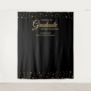 Elegant Gold Confetti Class  backdrop graduation Tapestry