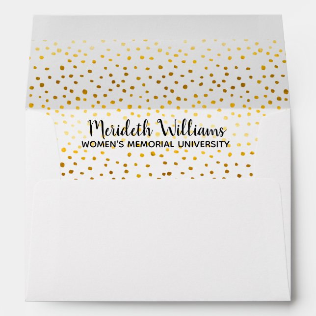 Elegant Gold Confetti Custom Graduation Envelope (Back (Bottom))