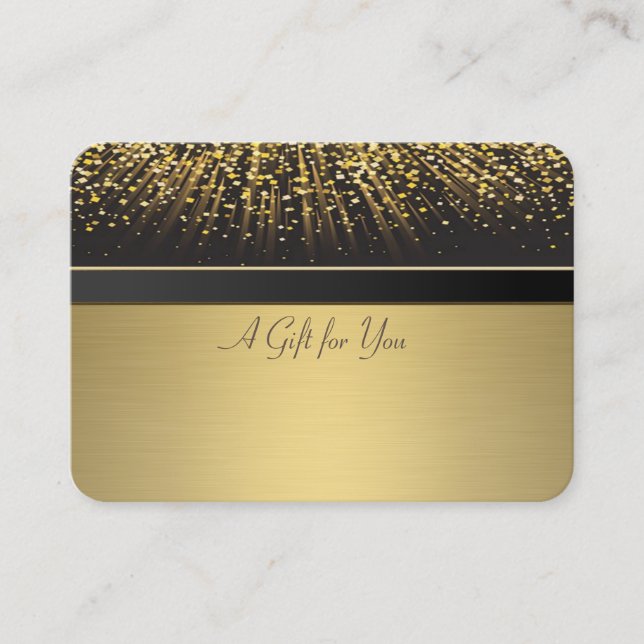 Elegant Gold Confetti Discount Card (Front)