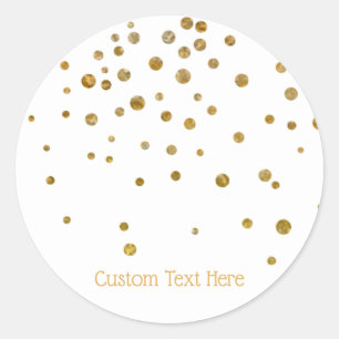 Elegant Gold Confetti Dots Custom Text Classic Round Sticker
