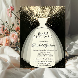 Elegant Gold Confetti, Dress, Bridal Shower Invitation