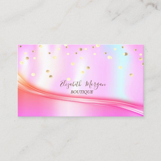Elegant Gold Confetti,Holographic Cool Business Card (Front)