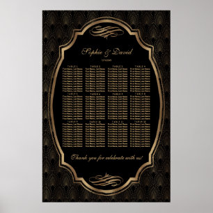 Elegant Gold Confetti Love Burgundy Seating Chart