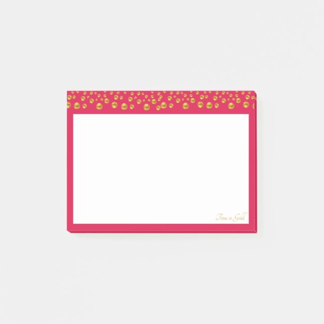 Elegant gold confetti on burgundy post-it notes (Front)