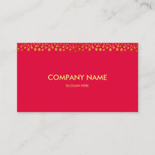 Elegant Gold Confetti on Fuchsia Business Card