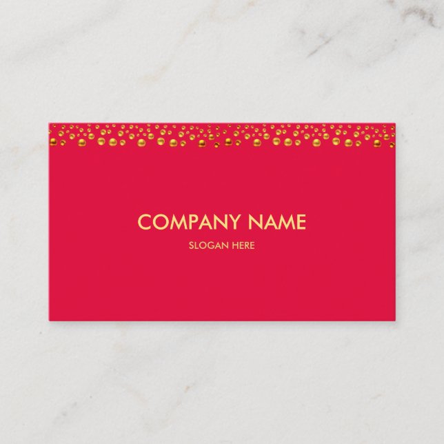 Elegant Gold Confetti on Fuchsia Business Card (Front)