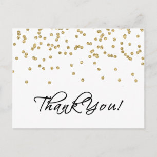 Elegant Gold Confetti Polka Dots Photo Thank You! Postcard