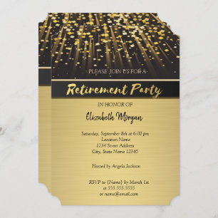 Elegant Gold Confetti  Retirement Party Invitation