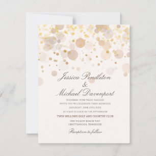 Elegant Gold Confetti Romantic Script Wedding Invitation
