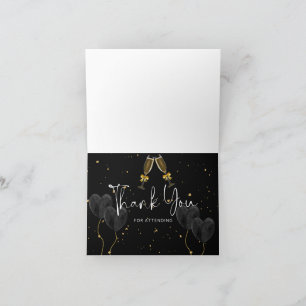 Elegant Gold Confetti & Stars Black Thank You Car Card