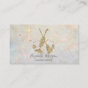 Elegant Gold Confetti Vacuum cleaner,Broom Opal Business Card
