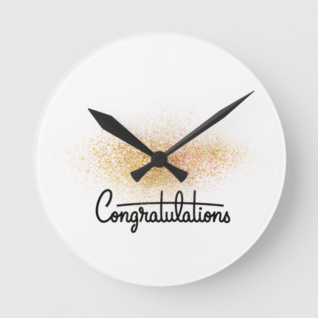 Elegant Gold Congratulations Wall Clock for Gradua (Front)