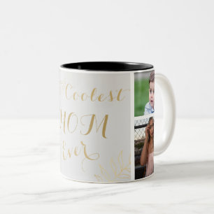Elegant Gold Coolest Mom Ever Photo Two-Tone Coffee Mug