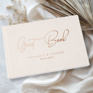 Elegant, Gold-Copper-Silver-Foil-Wedding Guest Book