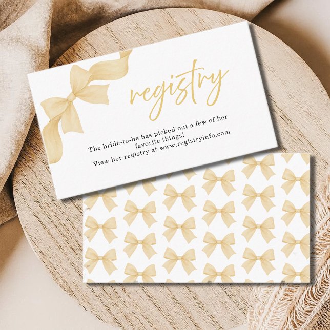 Elegant Gold Coquette Bow Registry Enclosure Card (Creator Uploaded)
