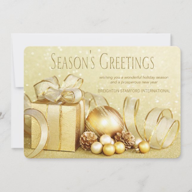 Elegant Gold Corporate Christmas Card (Front)
