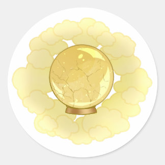 Elegant Gold Cracked Crystal Ball Classic Round Sticker