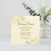 Elegant Gold Cream Wedding Rehearsal Dinner Square